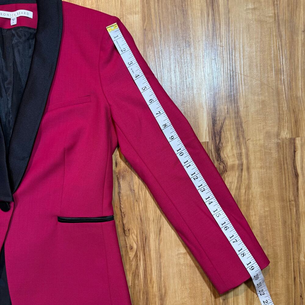 Veronica Beard Keaton Fuchsia Raspberry Single Button Tuxedo Shawl Lapel Jacket - Picture 6 of 8